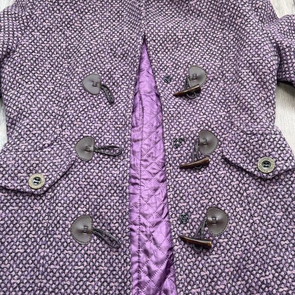 Yiteer Lisha 42 Coat Long Furr Collared Toggle Purple Jacket Womens small sizing - Picture 6 of 16